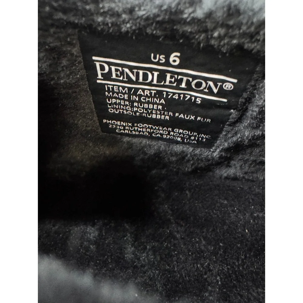 Pendleton Rain Boots Women‎ Black Faux Fur Lined Southwestern Chelsea US 6
